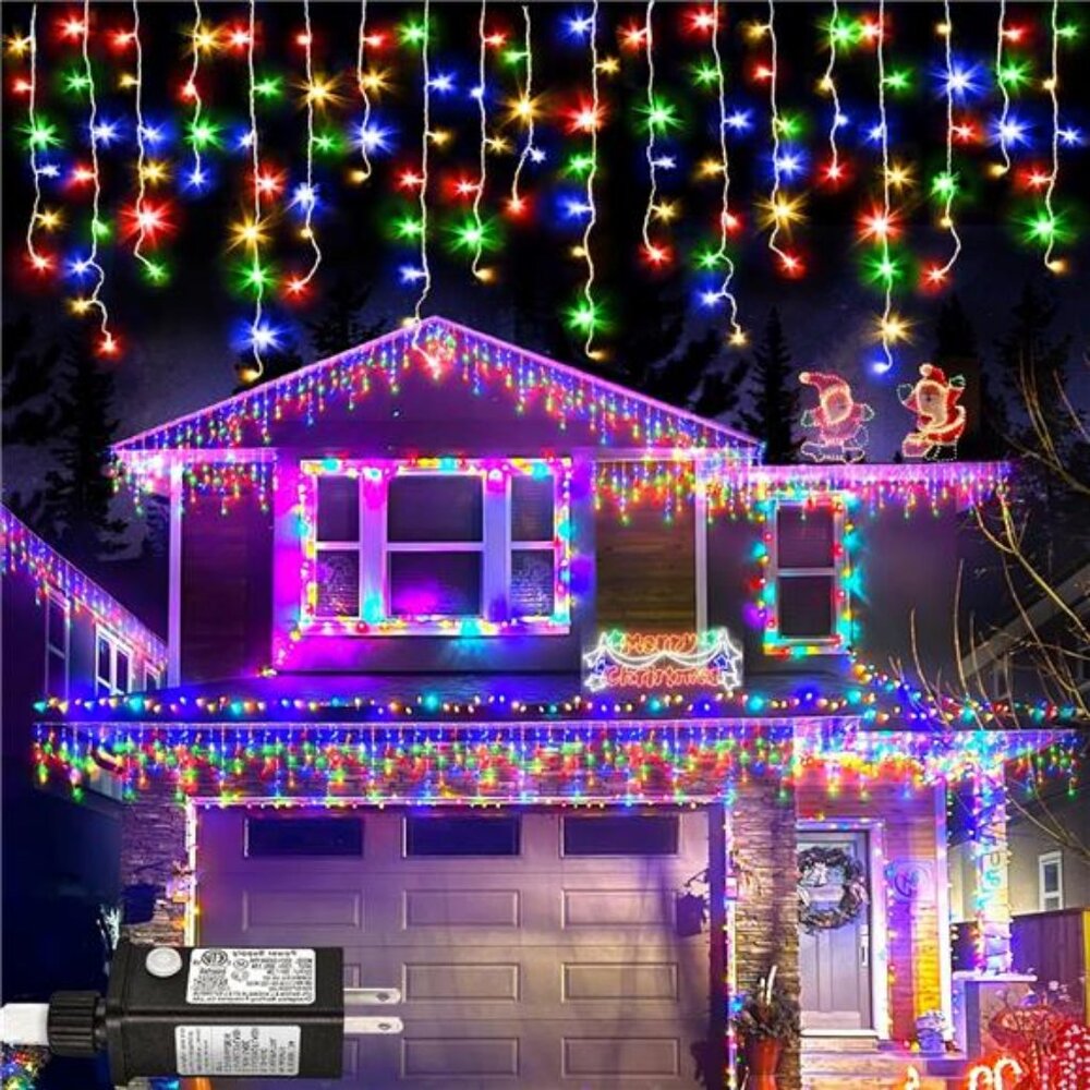 Multicolor Christmas Lights Outdoor 66ft 640 LED Icicle Lights for Outside House